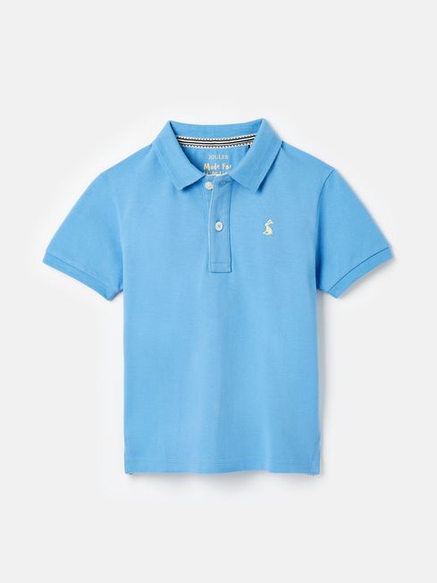 Boys Woody Pique Cotton Polo Shirt - Mid Blue - Lucks of Louth