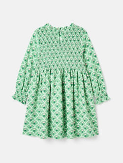 Joules Gracie Cotton Shirred Floral Dress - Green - Lucks of Louth