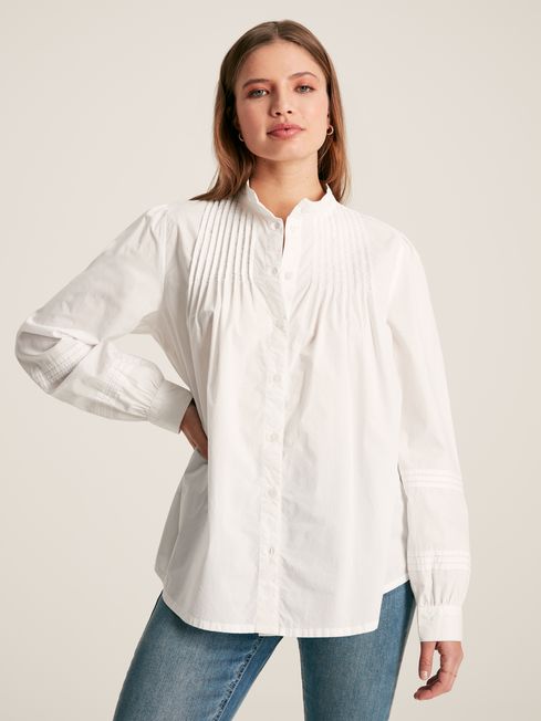 Joules Arabella Pleated Blouse - Chalk White - Lucks of Louth