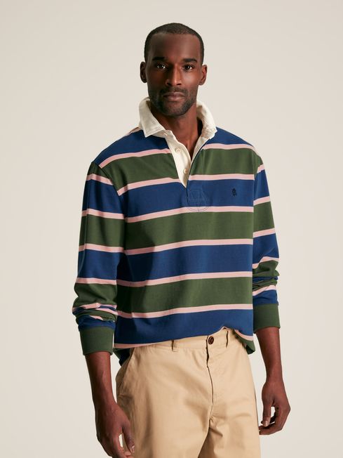 Joules Onside Striped Rugby Shirt - Green/Navy - Lucks of Louth