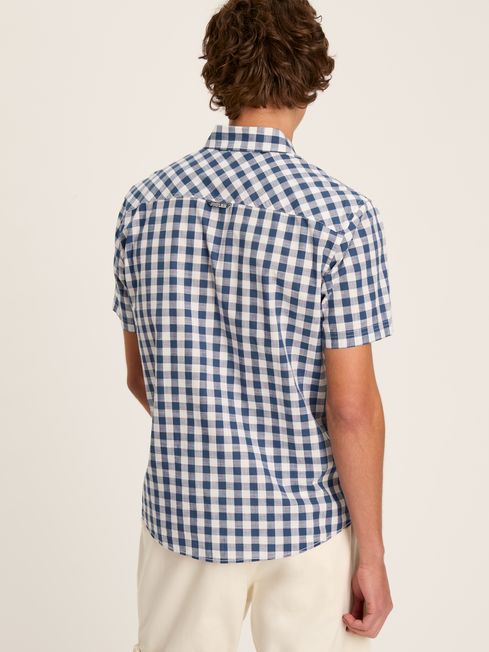 Joules Wilson Gingham Classic Fit Short Sleeve Shirt - Navy/White - Lucks of Louth
