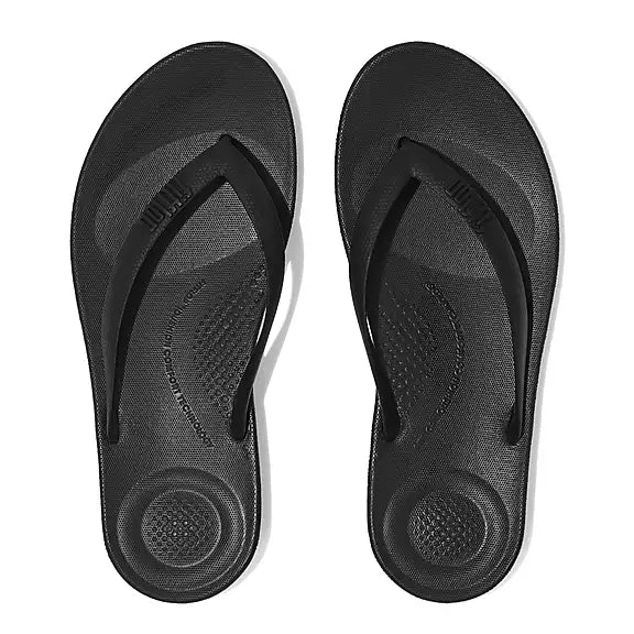 Fitflop Mens Iqushion Ergonomic flip flops - Black - Lucks of Louth