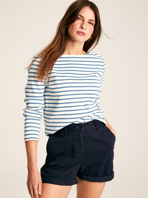 Joules New Harbour Top,Cream/Blue - Lucks of Louth