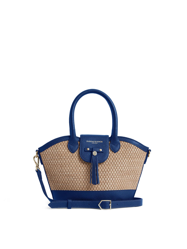 Fairfax & Favor Mini Windsor Basket Bag - Porto Blue Leather - Lucks of Louth