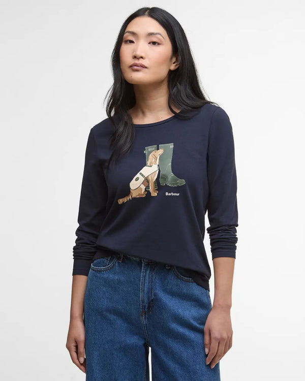 Barbour Hedley Long Sleeve T-shirt - Navy - Lucks of Louth