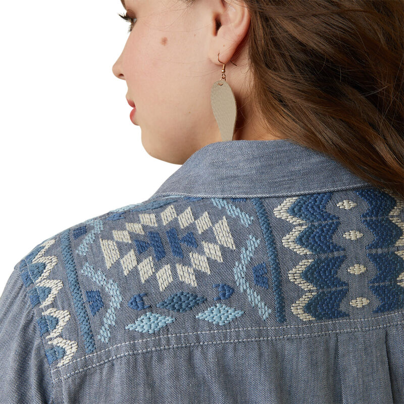 Ariat Real Billie Jean Shirt - Cassidy Embroidered Chambray - Lucks of Louth