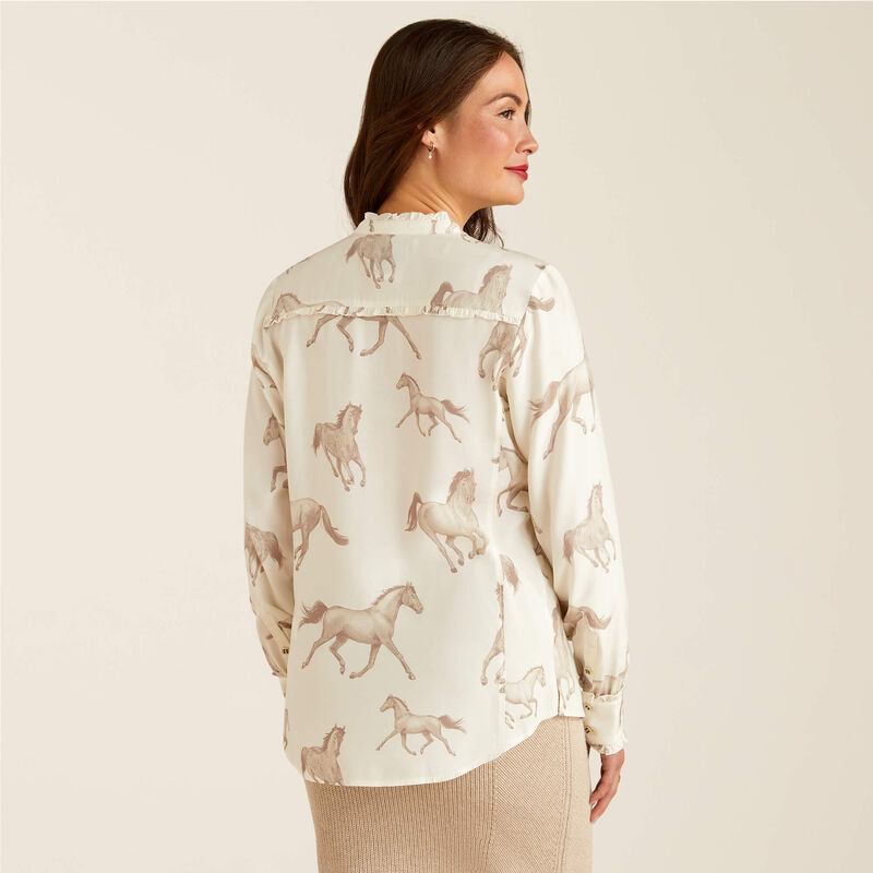 Ariat Clarion Blouse - Sepia Horse Print - Lucks of Louth