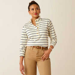 Ariat Hollingworth Stripe Sweashirt,Cream/Navy - Lucks of Louth