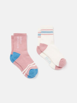 Joules Junior Volley 2pk Socks,Pink - Lucks of Louth