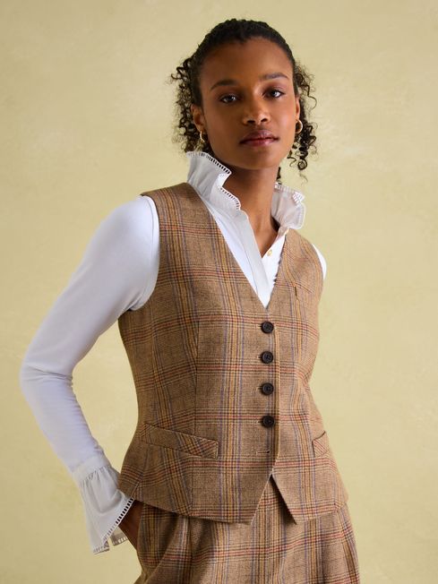 Joules Penrose Check Tweed Waistcoat - Lucks of Louth