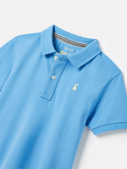 Boys Woody Pique Cotton Polo Shirt - Mid Blue - Lucks of Louth