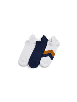Fairfax & Favor Signature Trainer Sock 3 Pack - White/Navy - Lucks of Louth