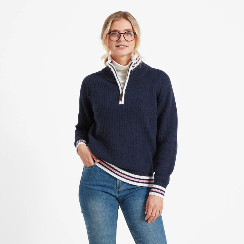 Schoffel Havelet Bay 1/4 Zip Jumper - Navy - Lucks of Louth