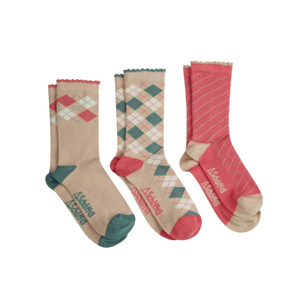 Ladies Bamboo Sock (Box of 3) - Dusky Pink Argyle - Lucks of Louth