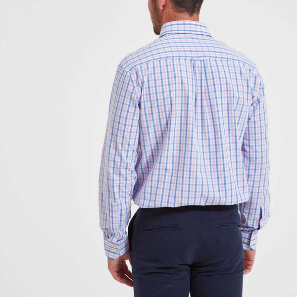 SCHOFFEL HEBDEN TAILORED SHIRT - BLUE/PINK CHECK - Lucks of Louth