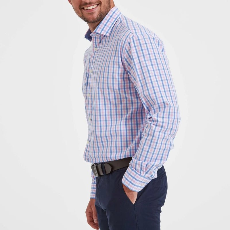 Schoffel Hebden Tailored Shirt - Blue/Pink Check - Lucks of Louth