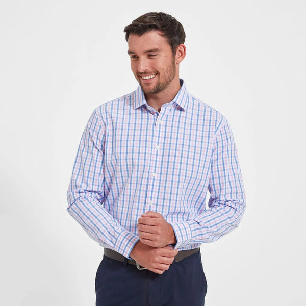 Schoffel Hebden Tailored Shirt - Blue/Pink Check - Lucks of Louth