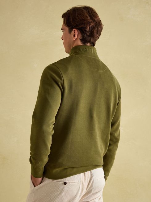 Joules Alistair Quarter Zip Cotton Sweatshirt - Khaki Green - Lucks of Louth