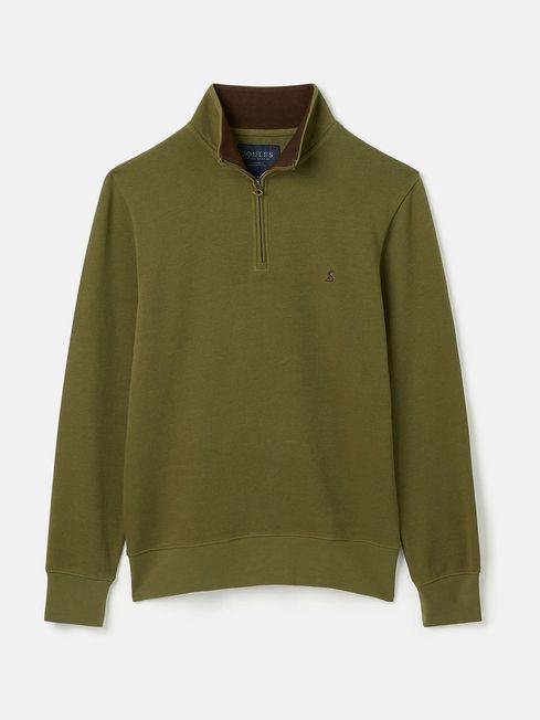 Joules Alistair Quarter Zip Cotton Sweatshirt - Khaki Green - Lucks of Louth