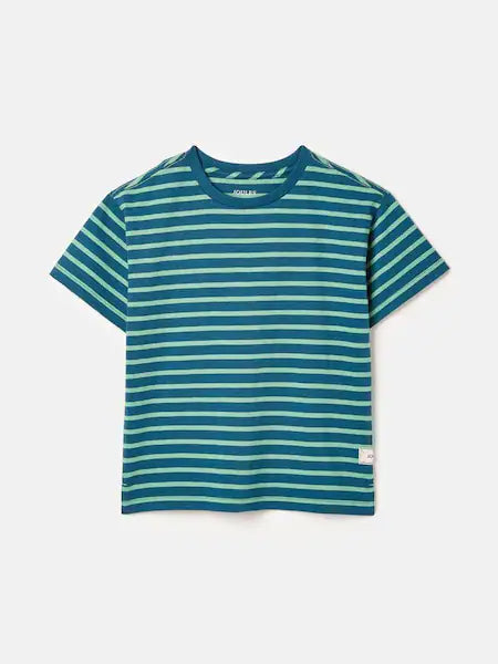 Joules Boys LD Stripe Tee - Navy / Teal - Lucks of Louth