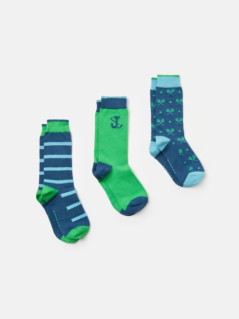 Joules Striking Socks (3 Pack) - Blue/Green - Lucks of Louth