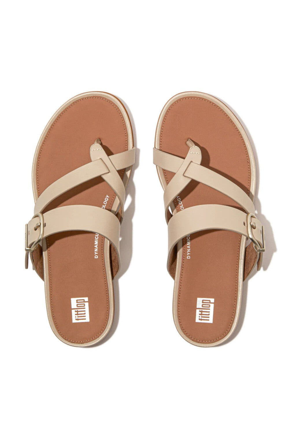 FlipFlop Gracie Buckle Leather Strappy Toe Post Sandals - Stone Beige |  Lucks of Louth