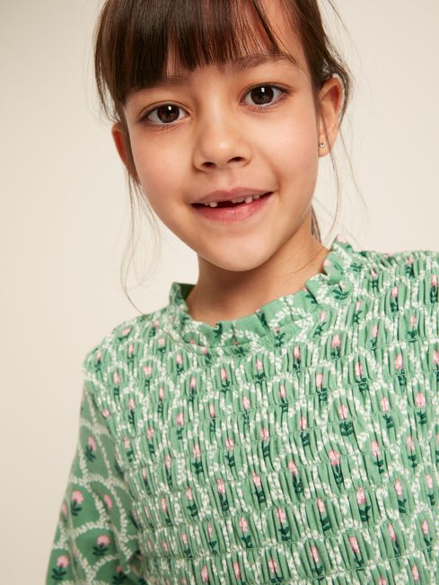 Joules Gracie Cotton Shirred Floral Dress - Green | Lucks of Louth Joules Gracie Cotton Shirred Floral Dress - Green | Lucks of Louth
