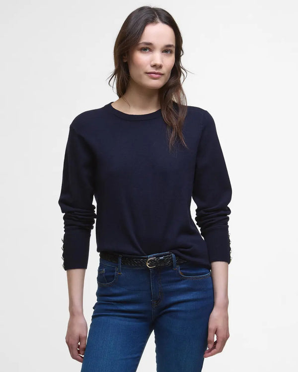 Barbour Carlby Knitted Crew Neck Jumper - Navy - Lucks of Louth
