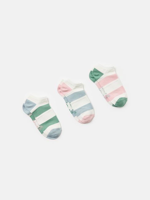 Womens Joules Rilla 3pk trainer socks - Stripe - Lucks of Louth
