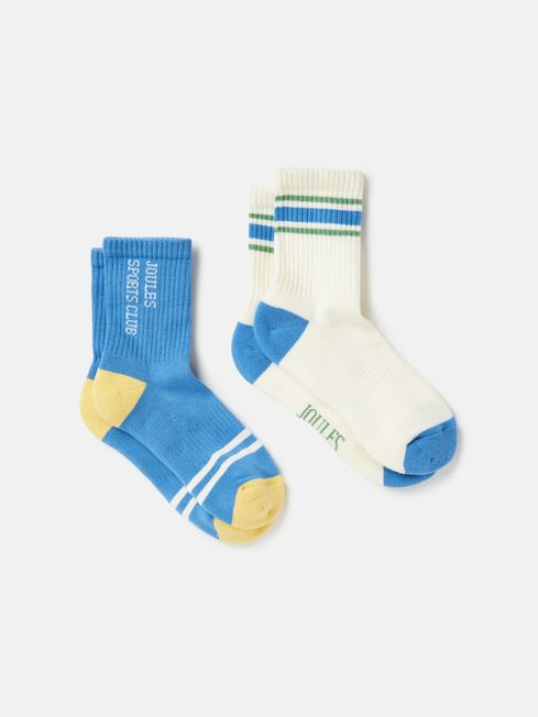 Joules Junior Volley 2pk Socks,blue - Lucks of Louth