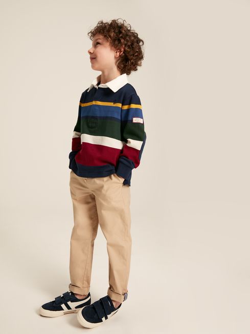 Joules Onside Cotton Rugby Shirt - Navy Striped - Lucks of Louth