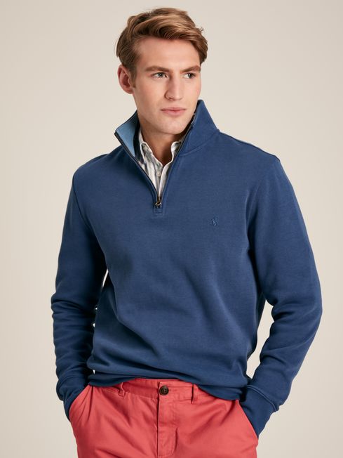 Joules Alistair Quarter Zip Cotton Sweatshirt - Blue - Lucks of Louth