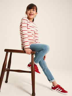 Joules Harbour Long Sleeve Jersey Top - Pink Striped - Lucks of Louth