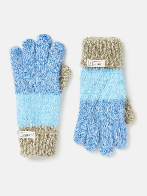 Joules Wanderer Knitted Gloves - Blue - Lucks of Louth