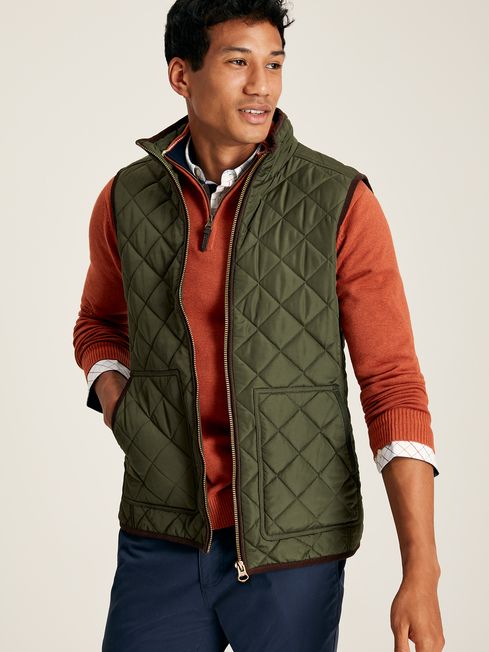 Joules Maynard Diamond Quilted Gilet - Green - Lucks of Louth