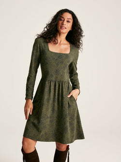 Joules Neve Jersey Long Sleeve Dress - Dark Green - Lucks of Louth