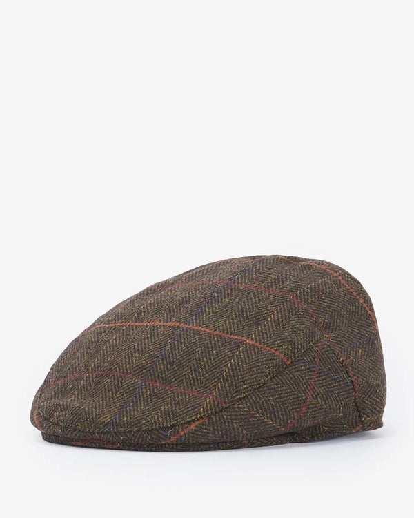 Barbour Wilkin Flat Cap - Olive/Orange/Red - Lucks of Louth