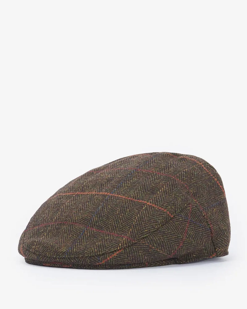 Barbour Wilkin Flat Cap - Olive/Orange/Red - Lucks of Louth