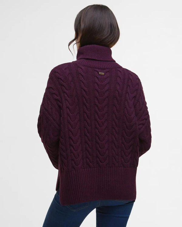 Barbour Embleton Roll Neck Knitted Jumper - Black Cherry - Lucks of Louth