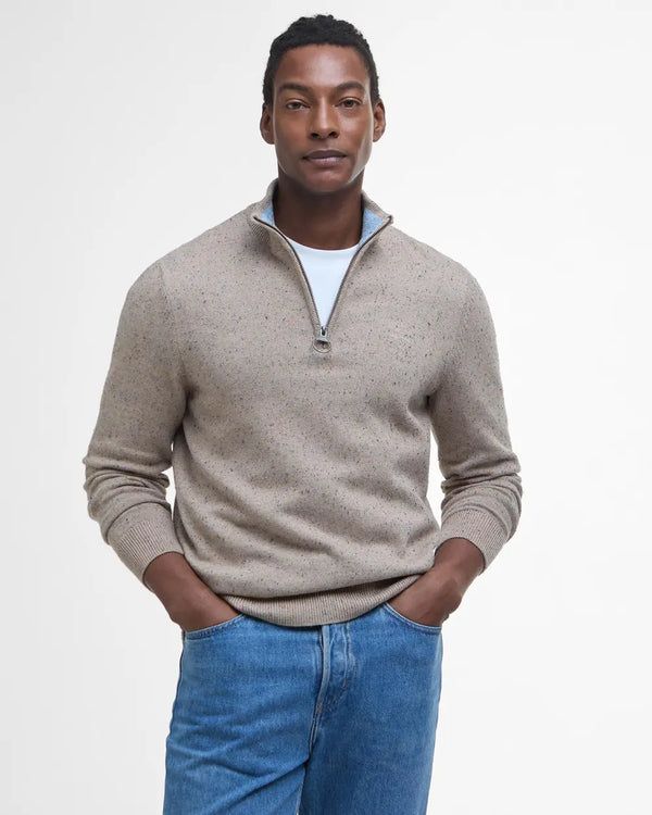 Barbour Tainsbury Half Zip Sweater - Stone - Lucks of Louth