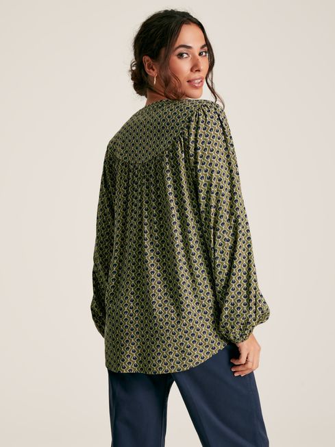 Joules Myra Curved Yoke Blouse - Green - Lucks of Louth