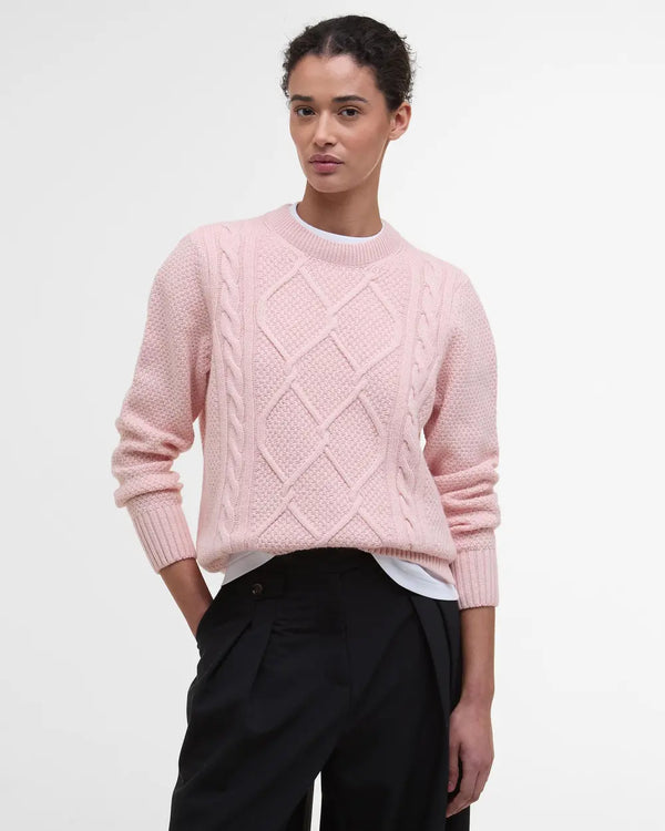 Barbour Burne Crew Neck Jumper - Pink Blush - Lucks of Louth