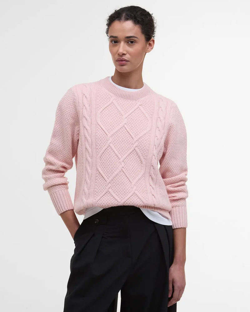 Barbour Burne Crew Neck Jumper - Pink Blush - Lucks of Louth