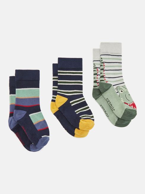 Joules Junior Eat Feet 3 Pack Socks - Dino - Lucks of Louth