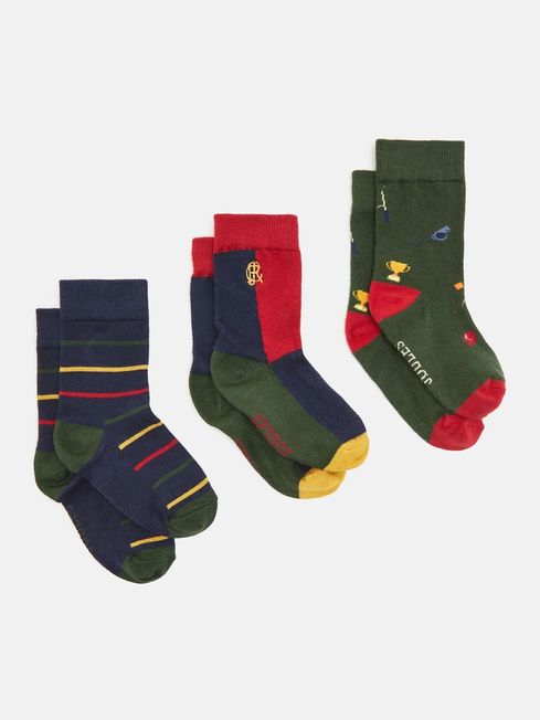 Joules Junior Eat Feet 3 Pack Socks - Rugby - Lucks of Louth