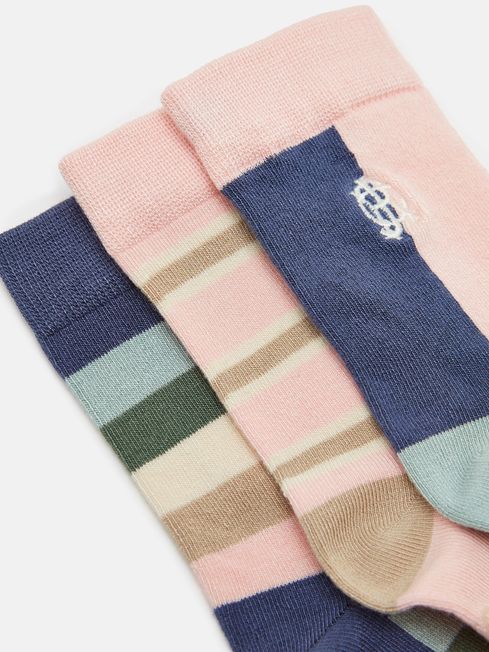 Joules Junior Neat Feet 3 Pack Socks - Harle Pink Multi - Lucks of Louth