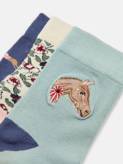 Joules Junior Neat Feet 3 Pack Socks - Equestrian - Lucks of Louth