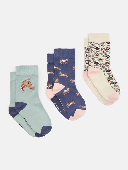 Joules Junior Neat Feet 3 Pack Socks - Equestrian - Lucks of Louth