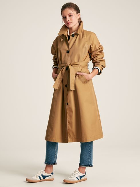 Womens Joules Epwell Waterproof Trench Coat - Brown - Lucks of Louth