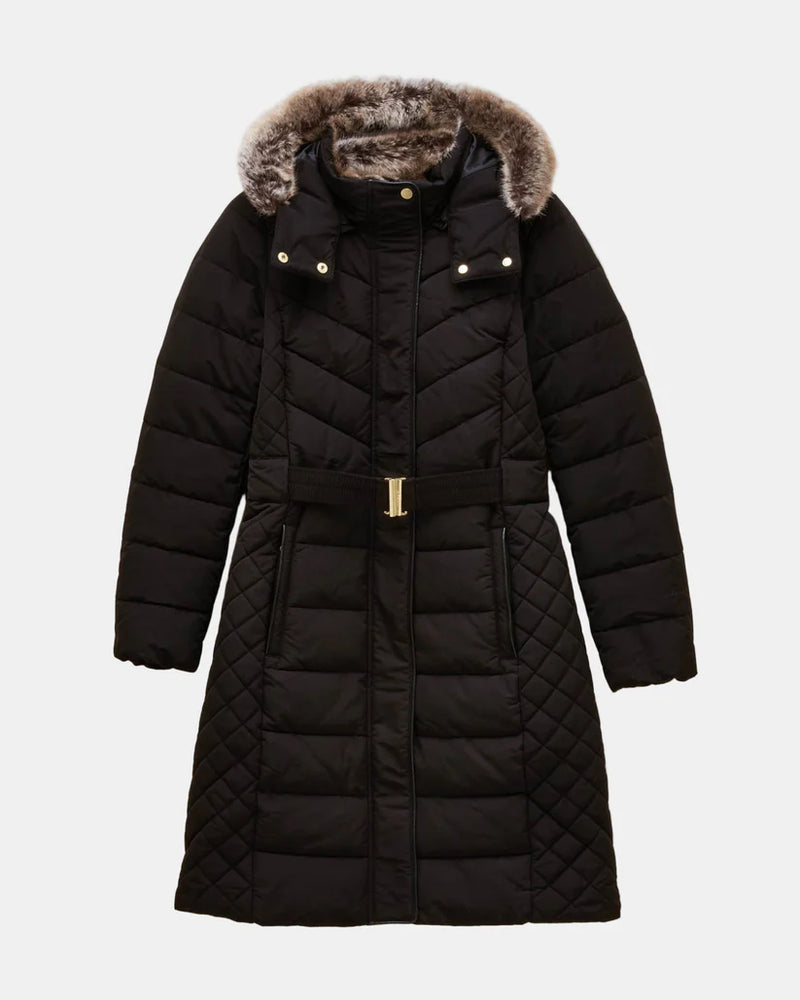 Joules Aspen Long Showerproof Jacket - Black - Lucks of Louth